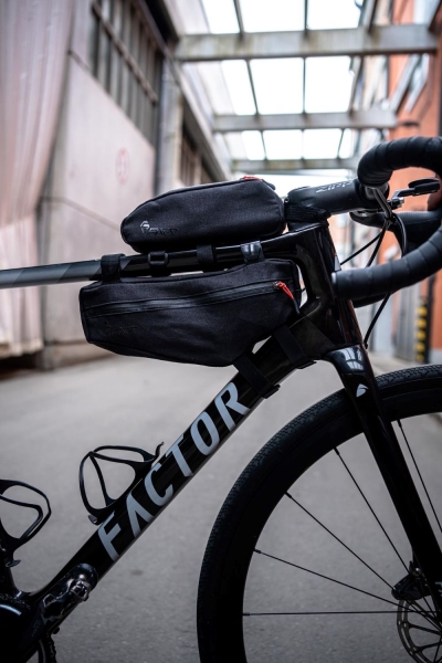 Ride Farr Fahrradtasche Gravel / MTB / Rennrad / Road für Rahmen 1,1 L Bikepacking Mini Schwarz Canvas