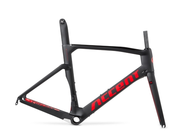 Accent Rennrad Rahmen / Rahmenset Cyclone Carbon Medium, Schwarz/Rot