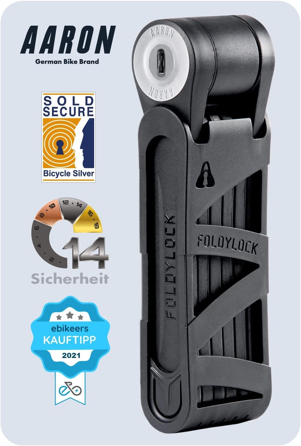AARON Fahrradschloss - sicheres Faltschloss Stufe 14, patentiertes  Hochsicherheitsschloss mit Halterung - leichtes Fahrrad schloss mit  Schlssel fr E-Bike, Rennrad, Motorrad, MTB in schwarz | Bicycle locks |  Accessories | Trailtoys Shop